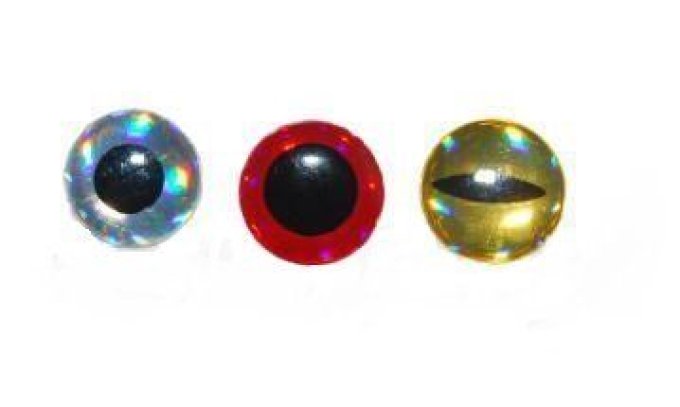 Yeux 3D diamètre  5mm /Couleur: argent-rouge-jaune